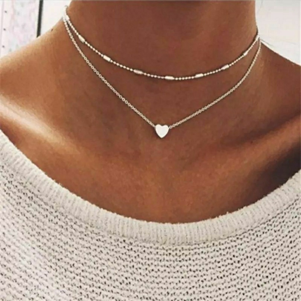 NECKLACE DOUBLE CHOKER WITH A HEART 
